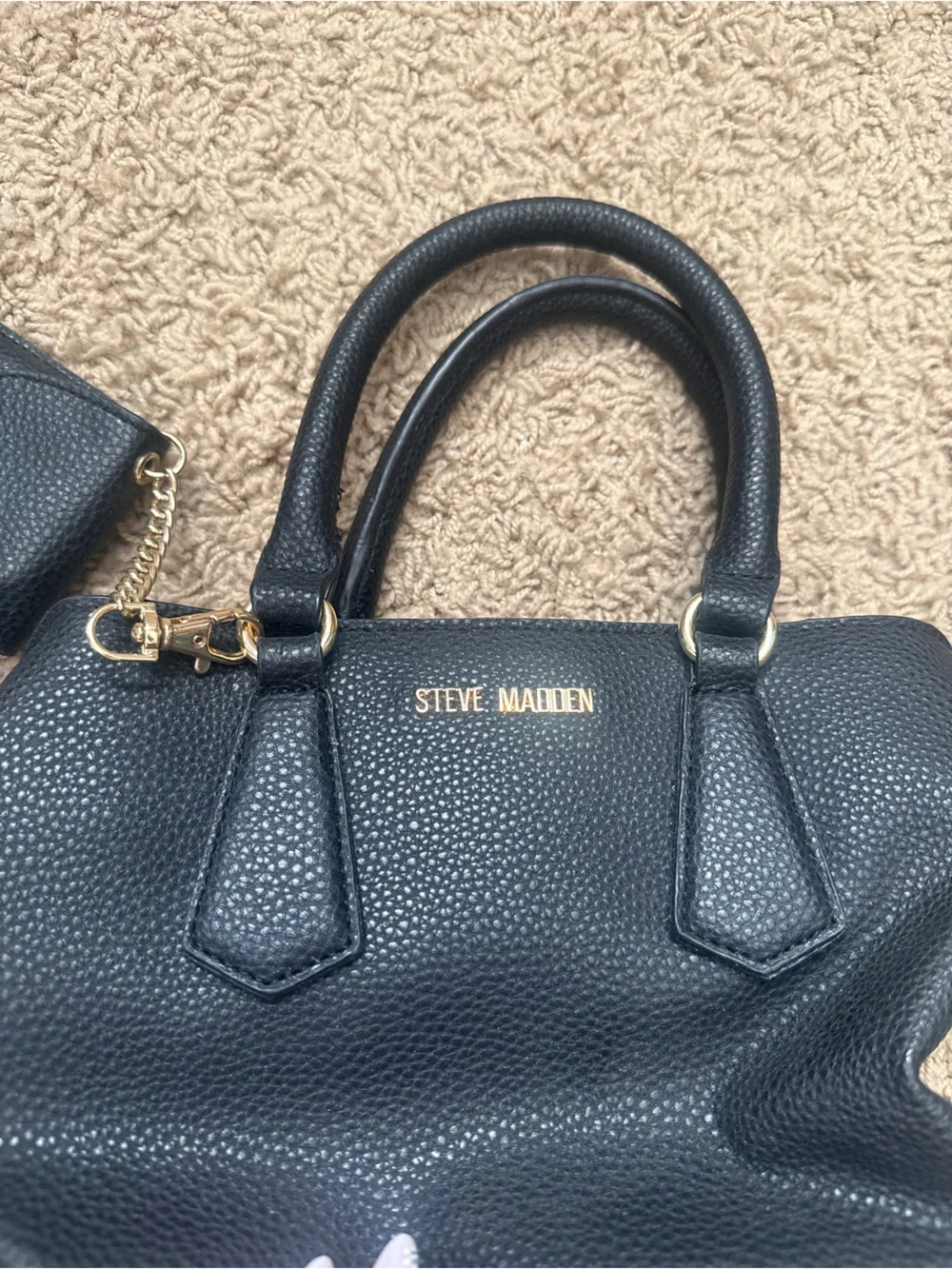 Steve Madden black Pebbled Satchel with Coin Pouch